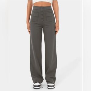 Halara high-waisted gray straight leg yoga pants